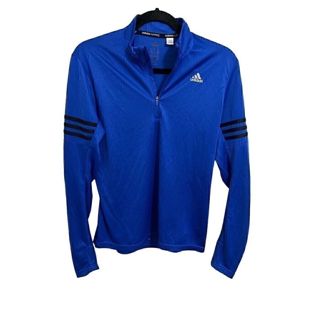 Adidas Jacket Size M Mens Climalite 3 Stripe Quarter Zip Long Sleeve Pullover